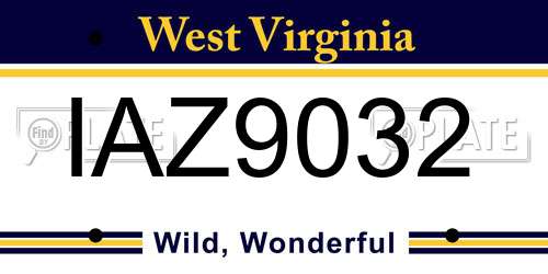 IAZ9032 West Virginia License Plate