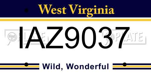 IAZ9037 West Virginia License Plate