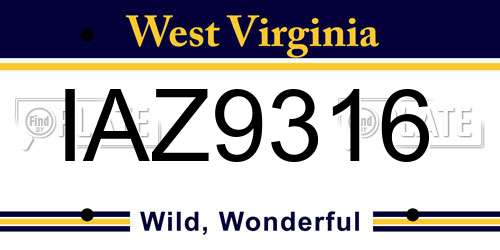 IAZ9316 West Virginia License Plate