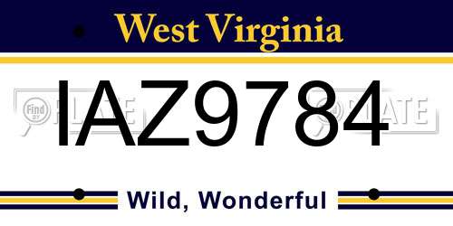 IAZ9784 West Virginia License Plate
