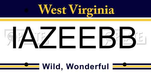 IAZEEBB West Virginia License Plate