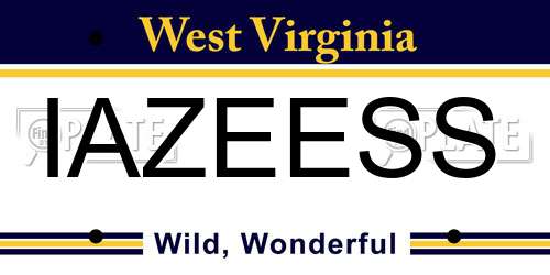 IAZEESS West Virginia License Plate