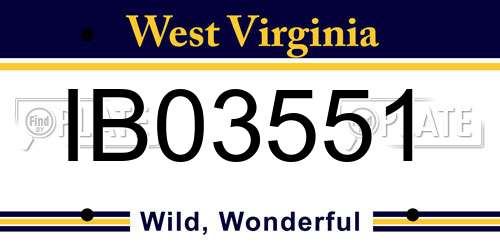 IB03551 West Virginia License Plate