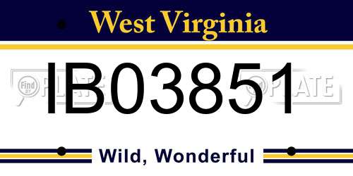 IB03851 West Virginia License Plate