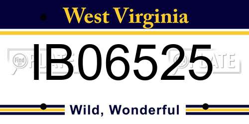 IB06525 West Virginia License Plate