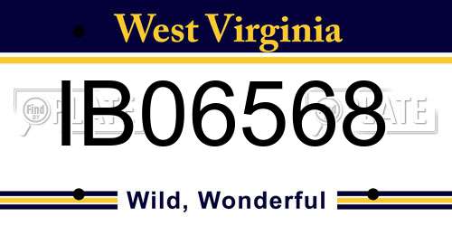 IB06568 West Virginia License Plate