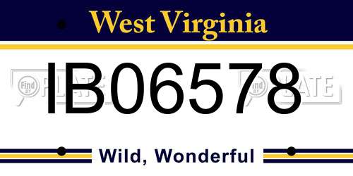 IB06578 West Virginia License Plate
