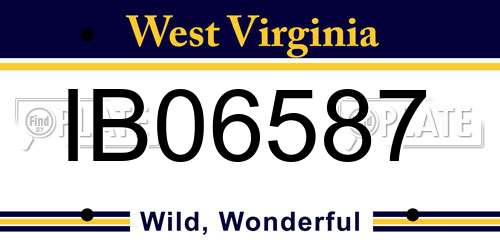 IB06587 West Virginia License Plate