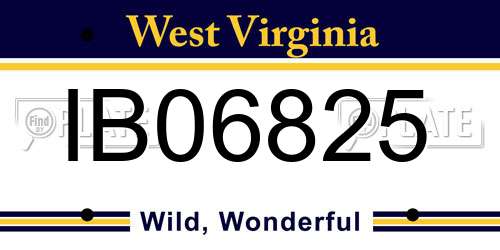 IB06825 West Virginia License Plate