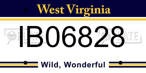 IB06828 West Virginia License Plate