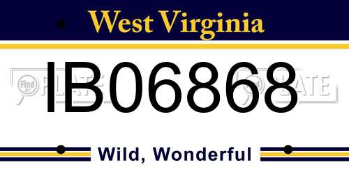 IB06868 West Virginia License Plate