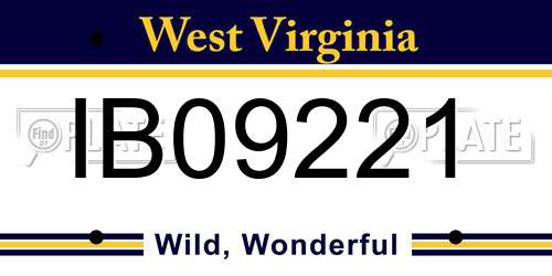 IB09221 West Virginia License Plate