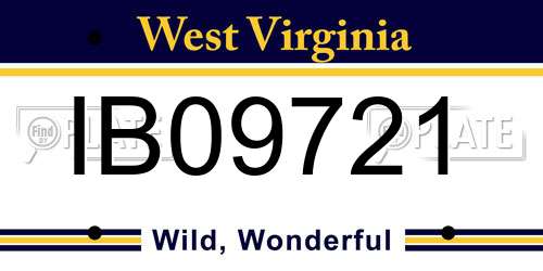 IB09721 West Virginia License Plate