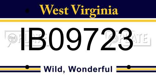 IB09723 West Virginia License Plate