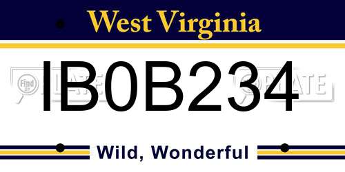 IB0B234 West Virginia License Plate