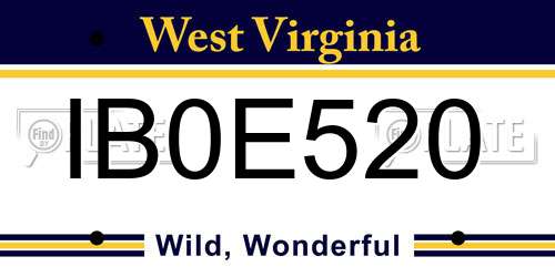 IB0E520 West Virginia License Plate