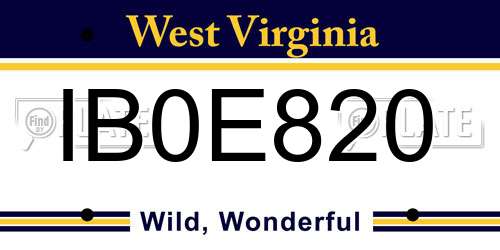 IB0E820 West Virginia License Plate