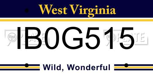 IB0G515 West Virginia License Plate
