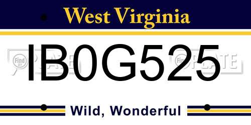 IB0G525 West Virginia License Plate