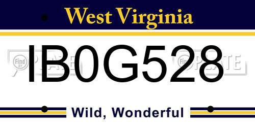 IB0G528 West Virginia License Plate