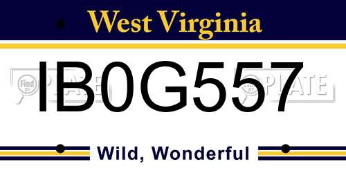 IB0G557 West Virginia License Plate