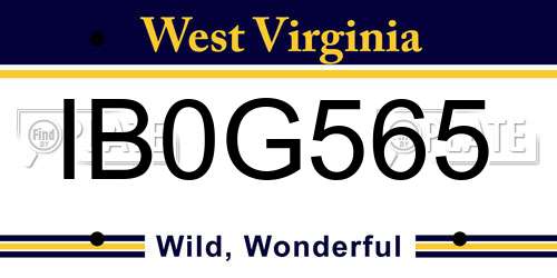 IB0G565 West Virginia License Plate