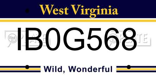 IB0G568 West Virginia License Plate