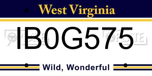 IB0G575 West Virginia License Plate