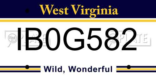 IB0G582 West Virginia License Plate