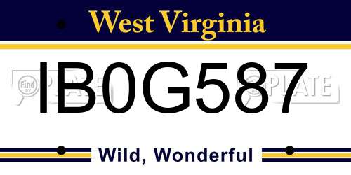 IB0G587 West Virginia License Plate