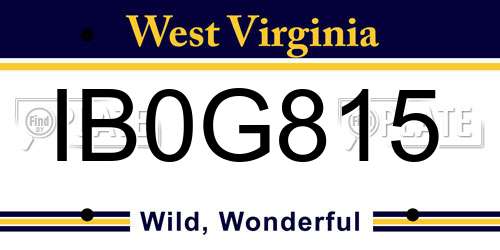 IB0G815 West Virginia License Plate