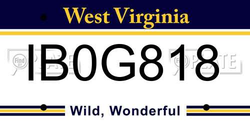 IB0G818 West Virginia License Plate