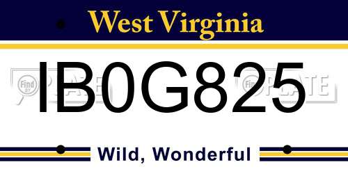 IB0G825 West Virginia License Plate