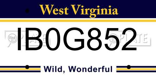 IB0G852 West Virginia License Plate