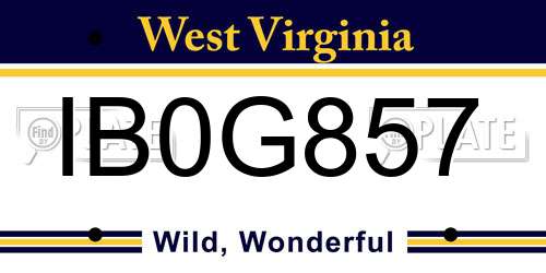 IB0G857 West Virginia License Plate