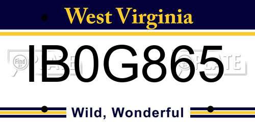 IB0G865 West Virginia License Plate