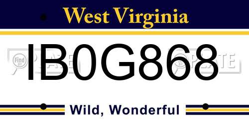 IB0G868 West Virginia License Plate