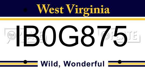 IB0G875 West Virginia License Plate