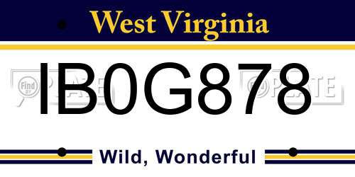 IB0G878 West Virginia License Plate