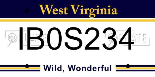 IB0S234 West Virginia License Plate