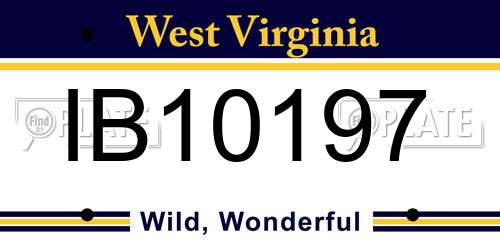 IB10197 West Virginia License Plate