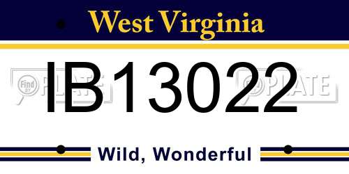 IB13022 West Virginia License Plate