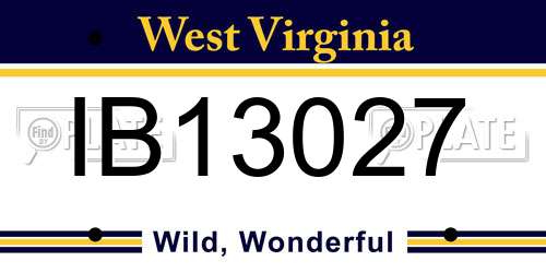 IB13027 West Virginia License Plate