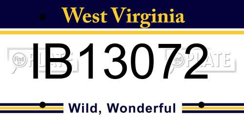 IB13072 West Virginia License Plate