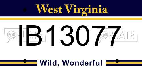 IB13077 West Virginia License Plate