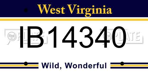 IB14340 West Virginia License Plate