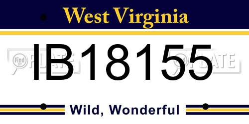 IB18155 West Virginia License Plate