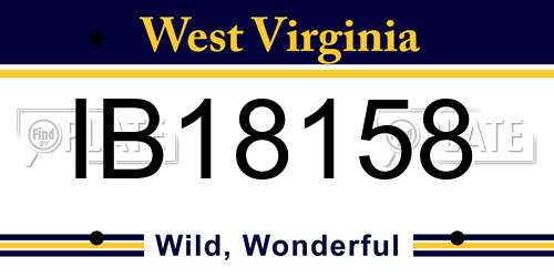 IB18158 West Virginia License Plate