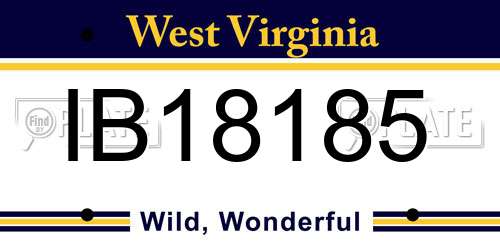 IB18185 West Virginia License Plate