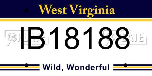 IB18188 West Virginia License Plate